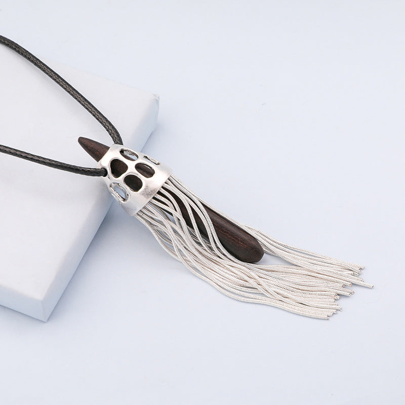 Cylinder Tassel Necklace