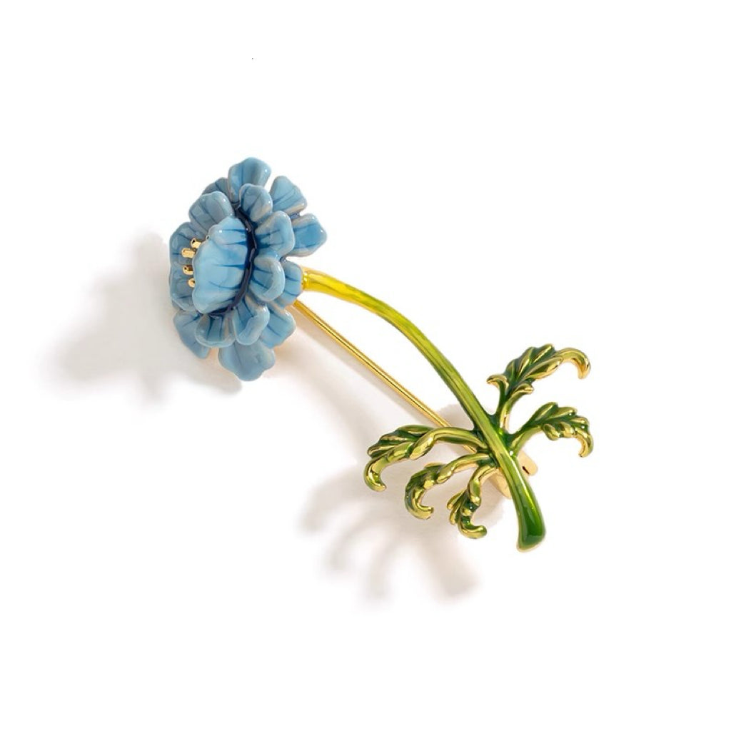 Elegant Blue Flower Brooch