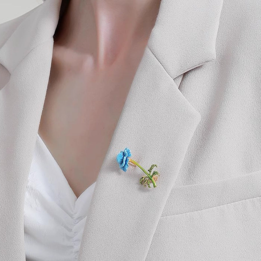Elegant Blue Flower Brooch