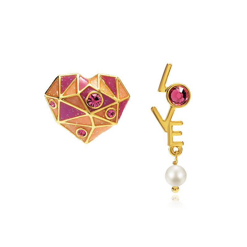 Faceted Heart Love Earrings