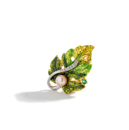 Pearl Leave Brooch