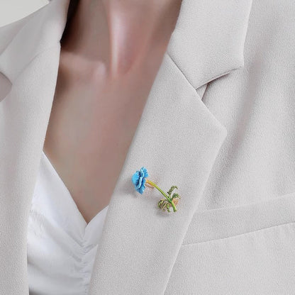 Elegant Blue Flower Brooch