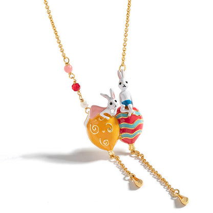 Couple Bunny Balloon Necklace