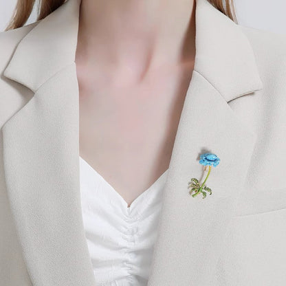 Elegant Blue Flower Brooch