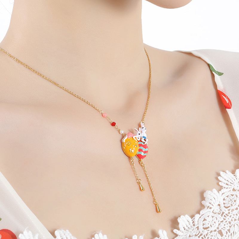 Couple Bunny Balloon Necklace