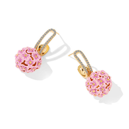 Pink/Blue Hydrangea Earrings